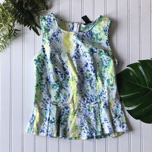 Ann Taylor peplum top green yellow blue